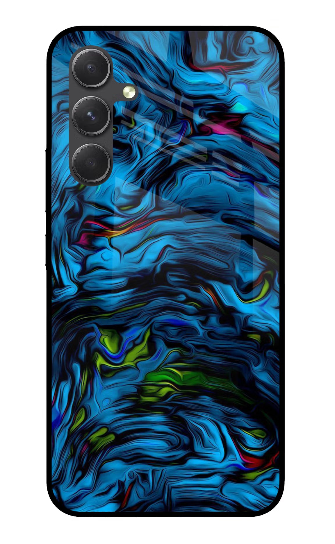 Dark Blue Abstract Samsung A54 5G Glass Case Back Cover by Casekaro