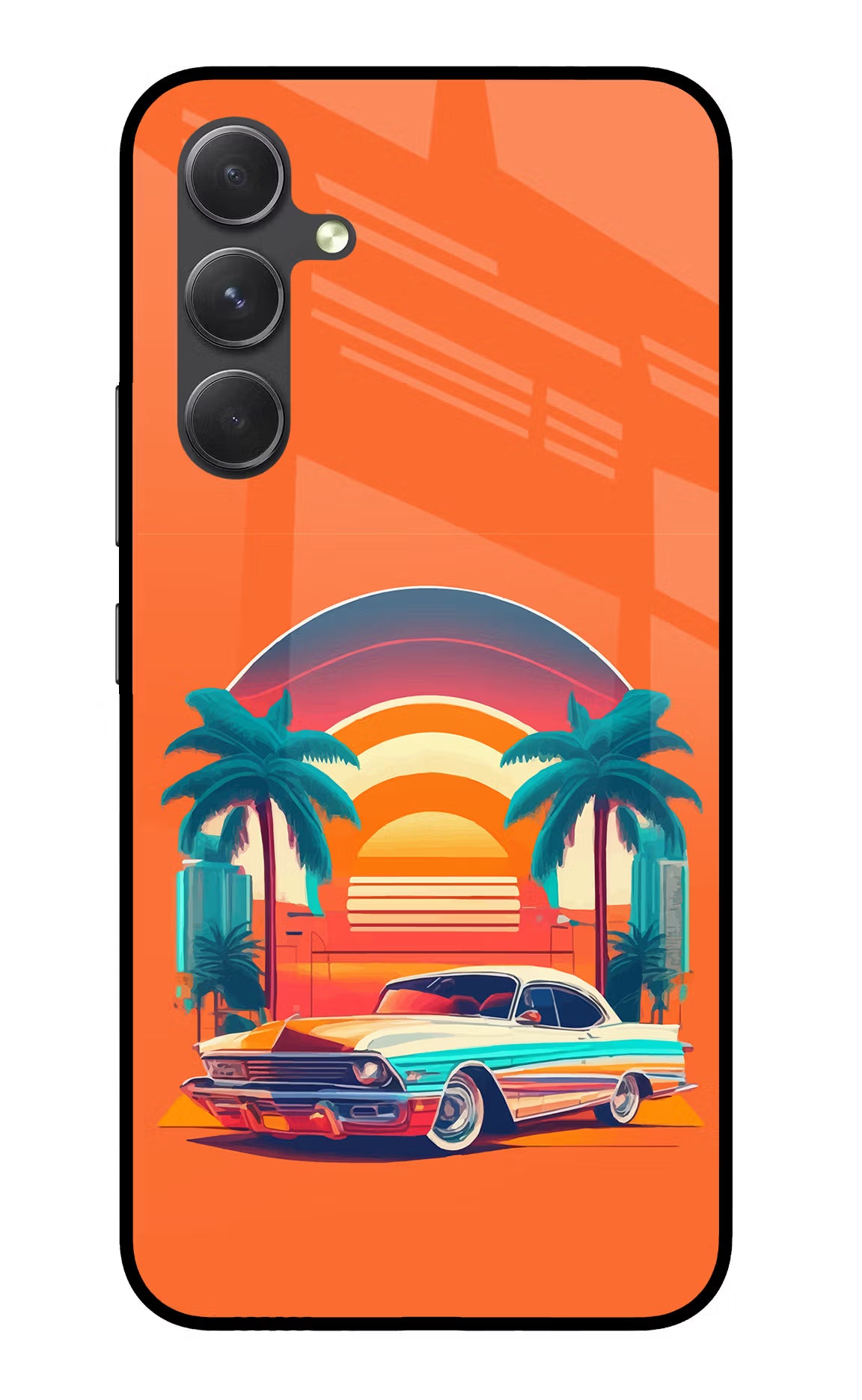 Palm Drive 80s Samsung A54 5G Glass Case Back Cover by Casekaro