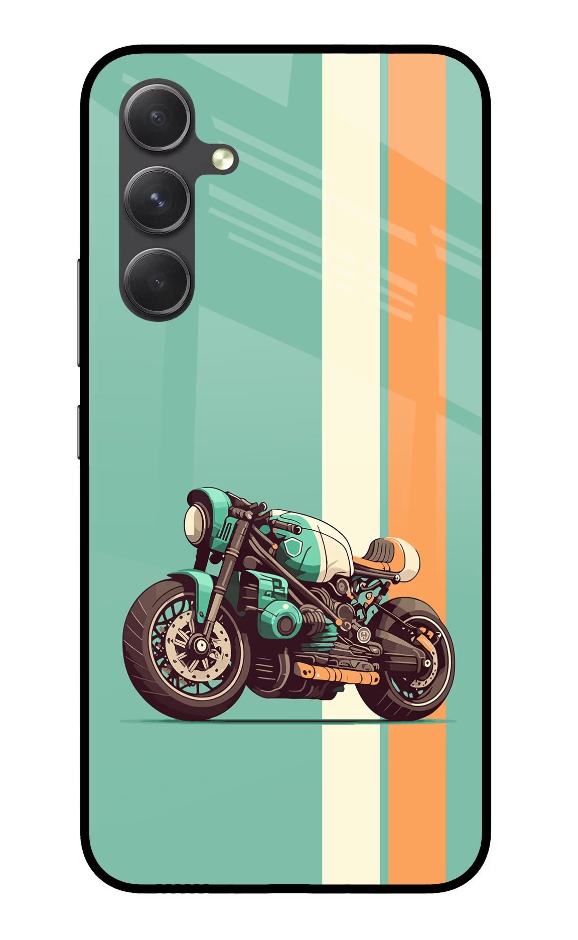 Striped Moto Drift Samsung A54 5G Glass Case Back Cover by Casekaro