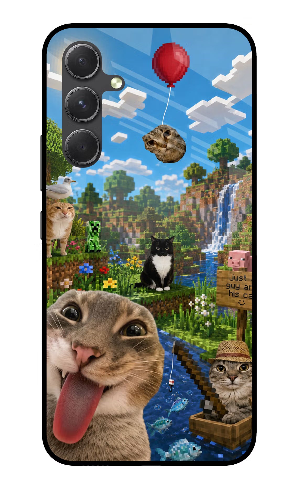 Minecraft Cat Chaos Samsung A54 5G Glass Case Back Cover by Casekaro