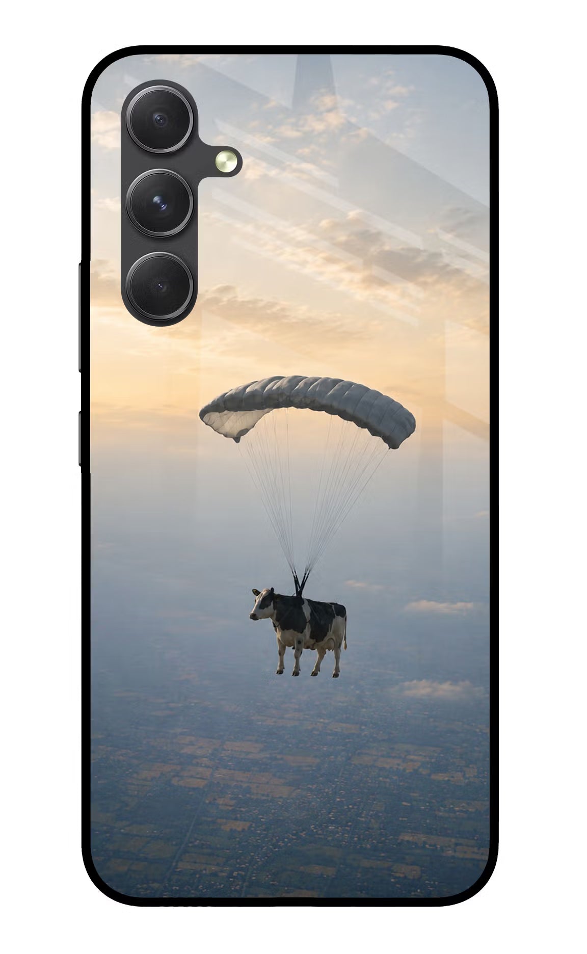 Skydiving Cow Samsung A54 5G Glass Case