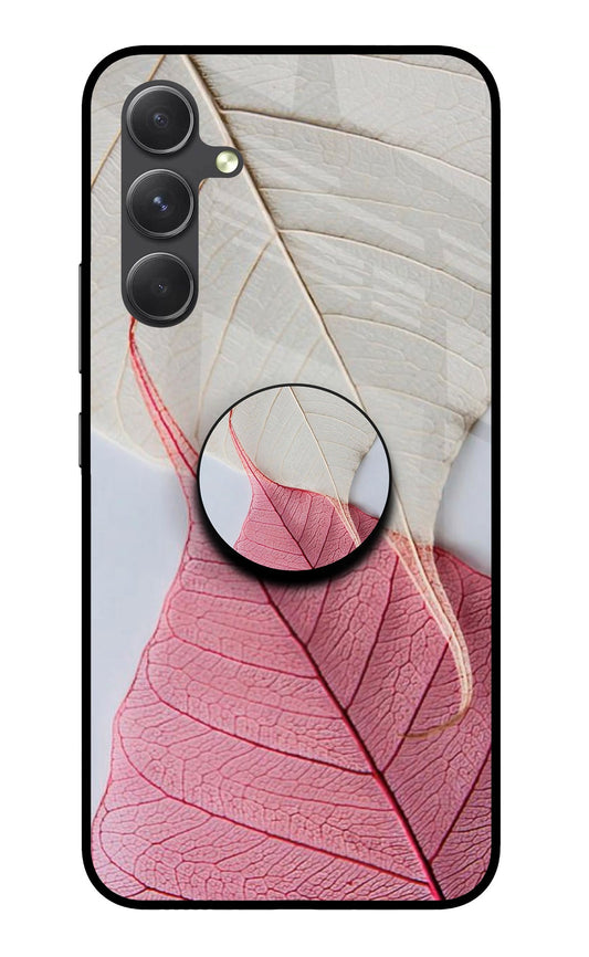 White Pink Leaf Samsung A54 5G Glass Case