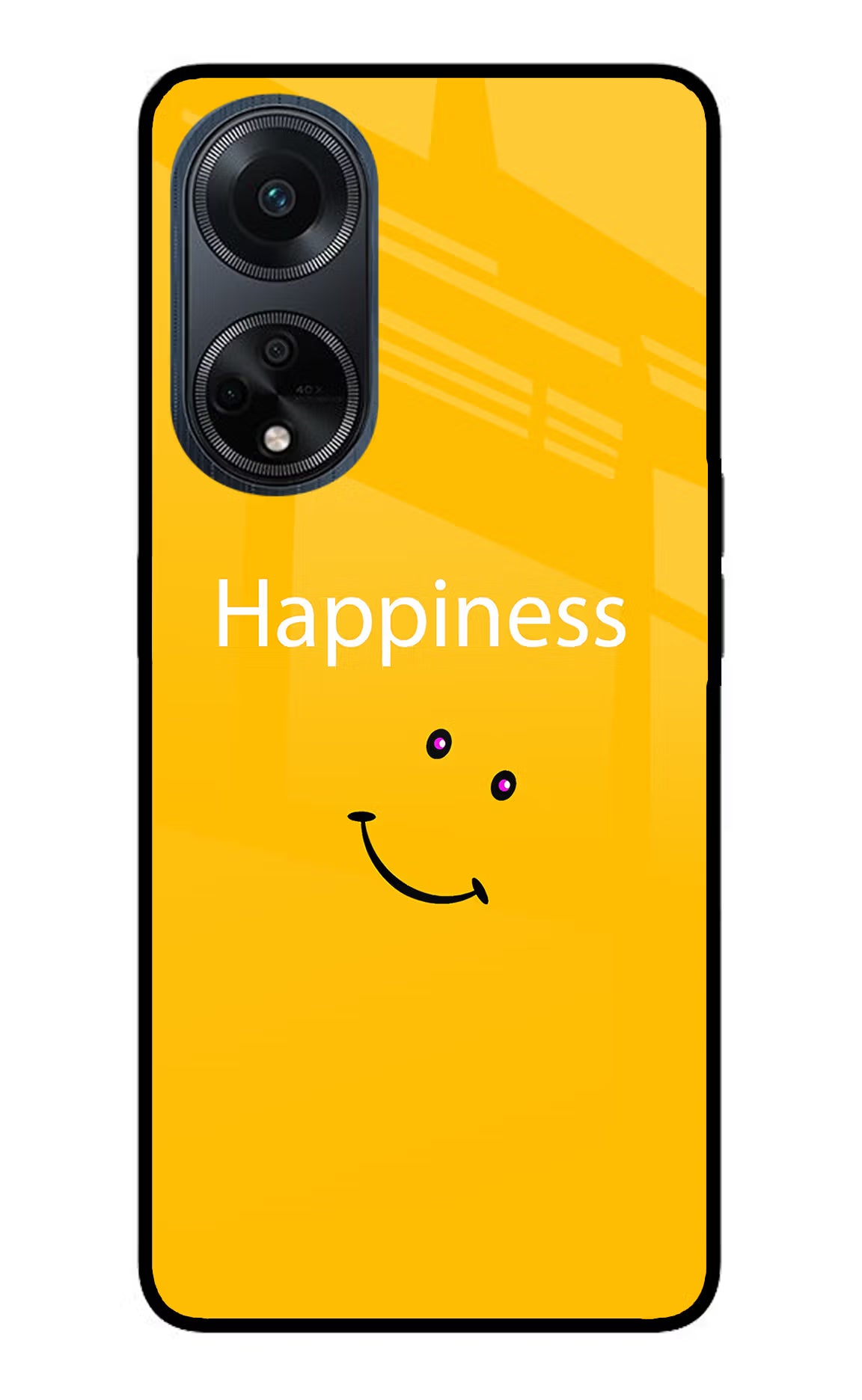 Happiness With Smiley Oppo F23 Glass Case Back Cover by Casekaro