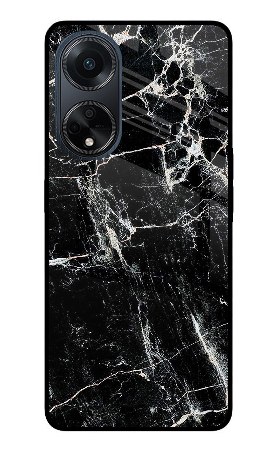 Black Marble Texture Oppo F23 Glass Case