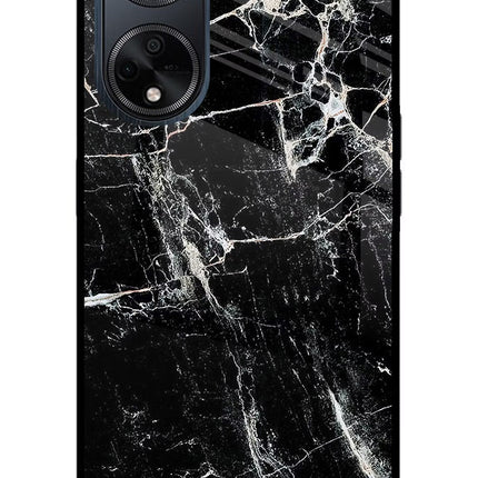 Black Marble Texture Oppo F23 Glass Case Back Cover by Casekaro