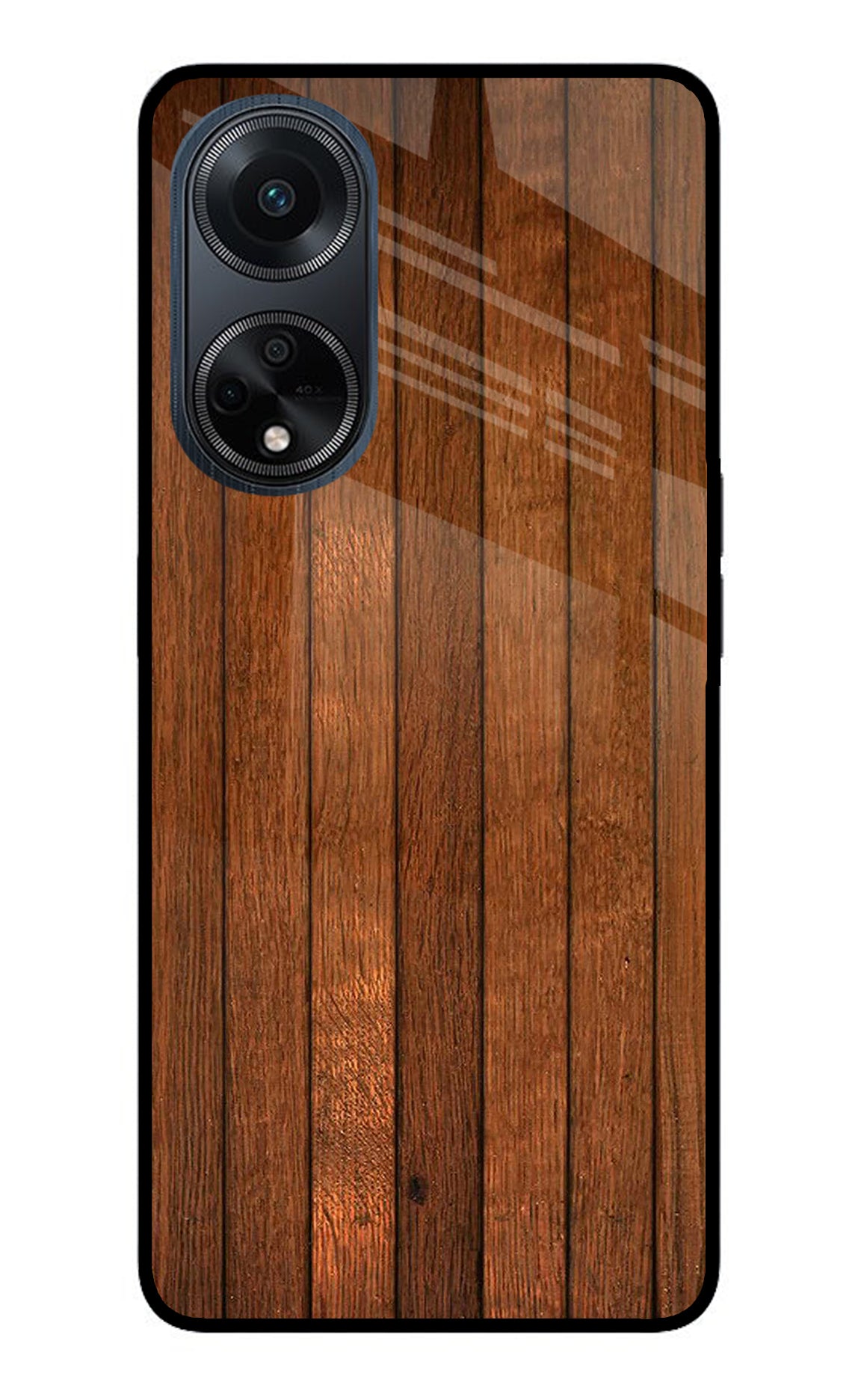 Wooden Artwork Bands Oppo F23 Glass Case