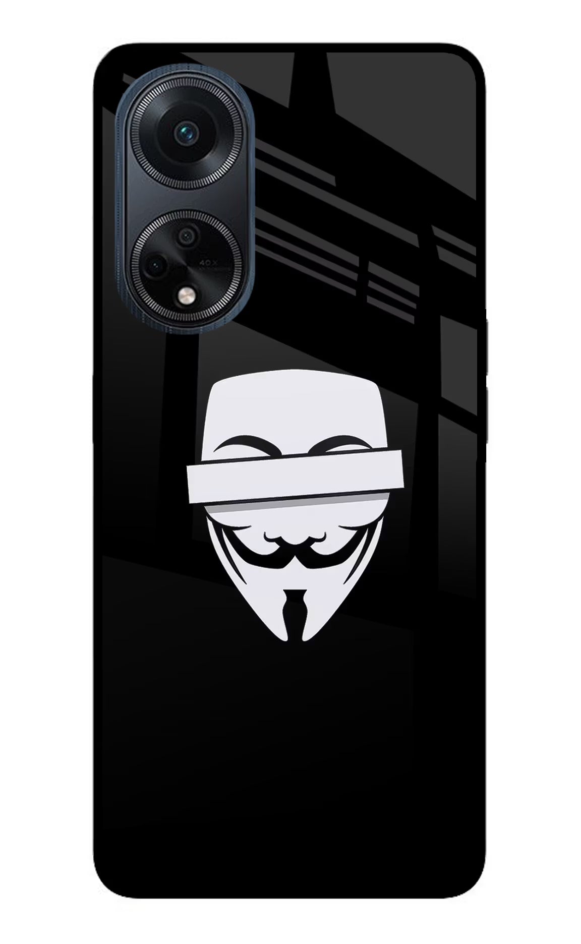 Anonymous Face Oppo F23 Glass Case Back Cover by Casekaro