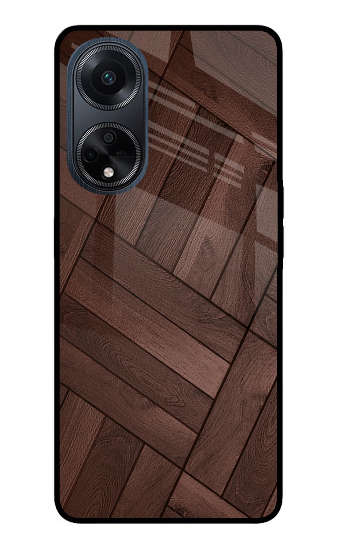 Wooden Texture Design Oppo F23 Glass Case Back Cover by Casekaro