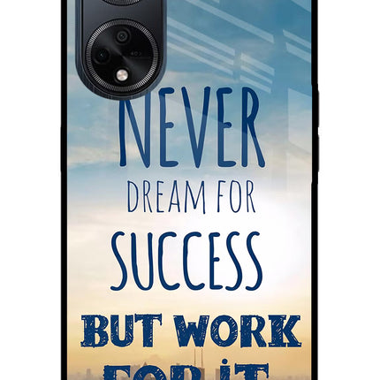 Never Dream For Success But Work For It Oppo F23 Glass Case Back Cover by Casekaro