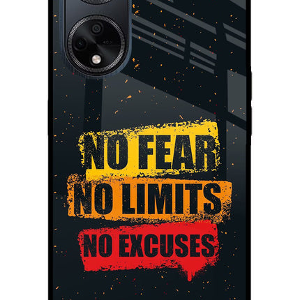 No Fear No Limits No Excuse Oppo F23 Glass Case Back Cover by Casekaro