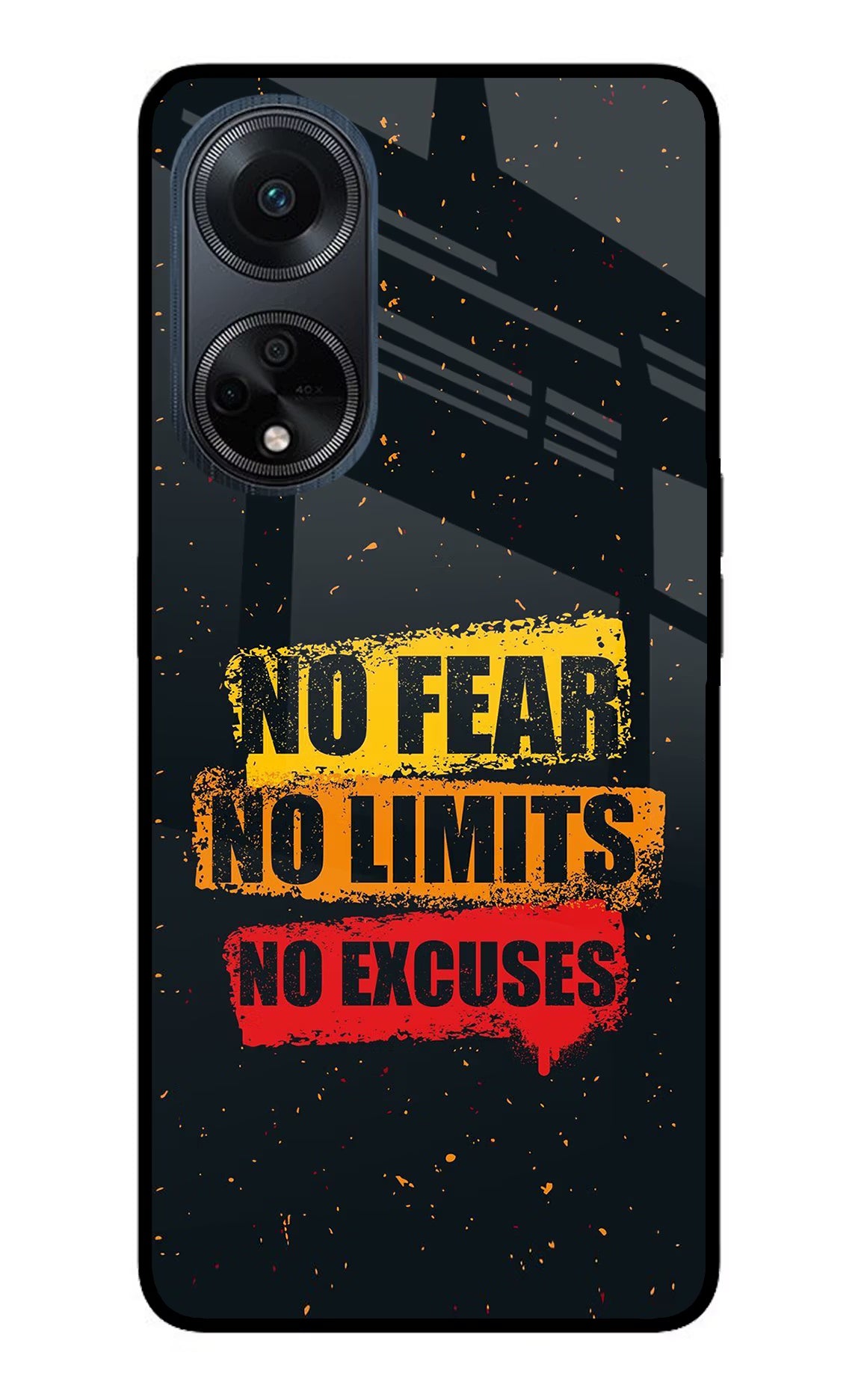 No Fear No Limits No Excuse Oppo F23 Glass Case Back Cover by Casekaro