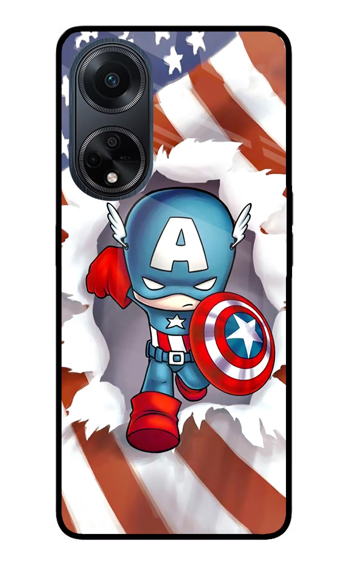 Captain America Oppo F23 Glass Case Back Cover by Casekaro