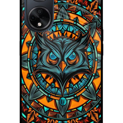 Angry Owl Art Oppo F23 Glass Case Back Cover by Casekaro