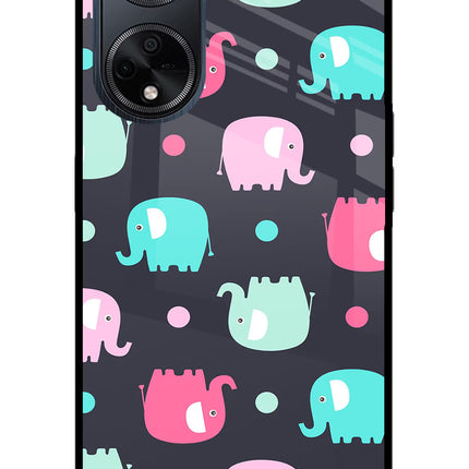 Elephants Oppo F23 Glass Case Back Cover by Casekaro