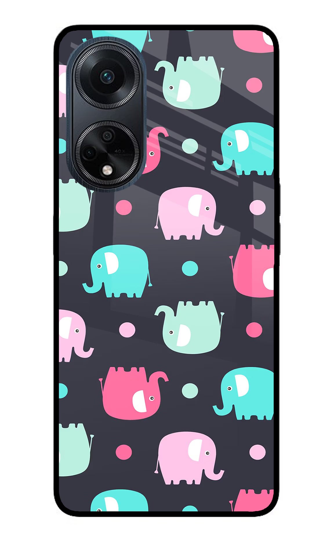 Elephants Oppo F23 Glass Case Back Cover by Casekaro