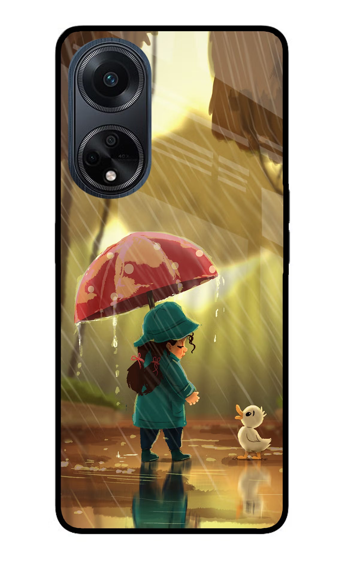 Rainy Day Oppo F23 Glass Case Back Cover by Casekaro