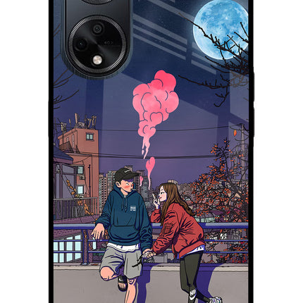 Chilling Couple Oppo F23 Glass Case Back Cover by Casekaro
