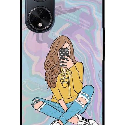 Selfie Girl Oppo F23 Glass Case Back Cover by Casekaro