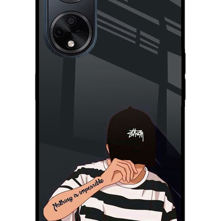 Aesthetic Boy Oppo F23 Glass Case Back Cover by Casekaro