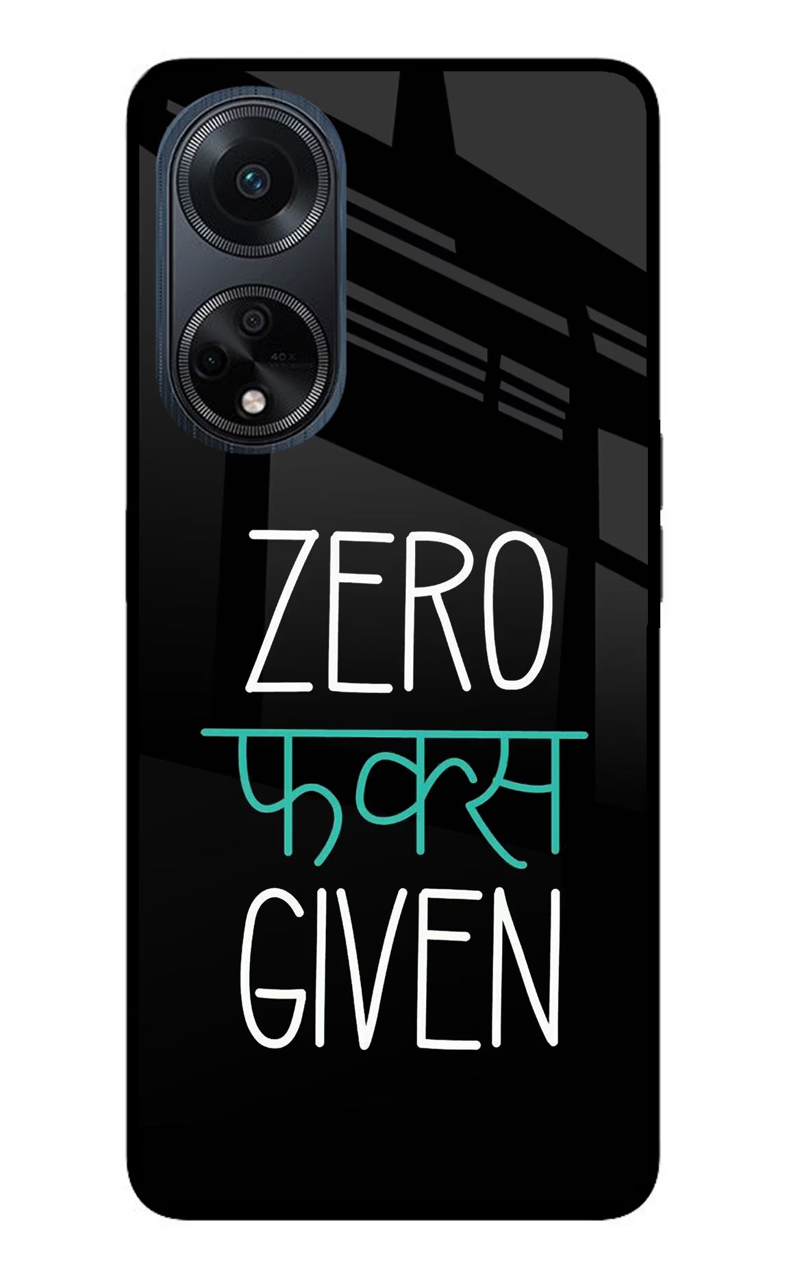 Zero Fucks Given Oppo F23 Glass Case Back Cover by Casekaro