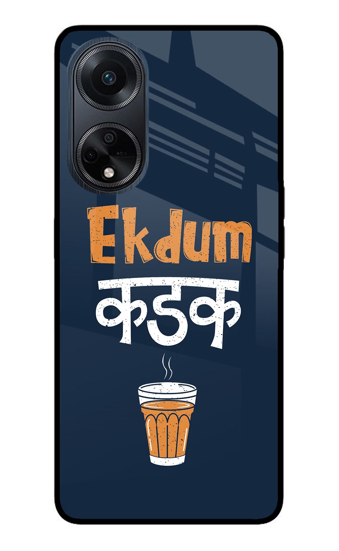 Ekdum Kadak Chai Oppo F23 Glass Case Back Cover by Casekaro