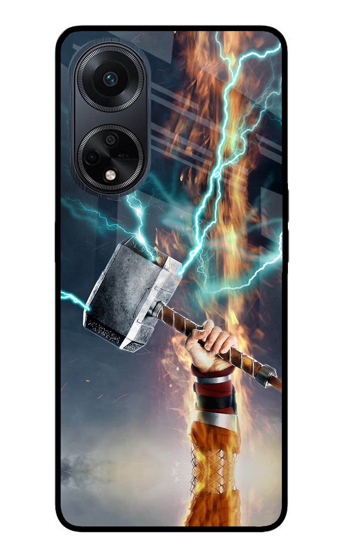 Thor Hammer Mjolnir Oppo F23 Glass Case Back Cover by Casekaro