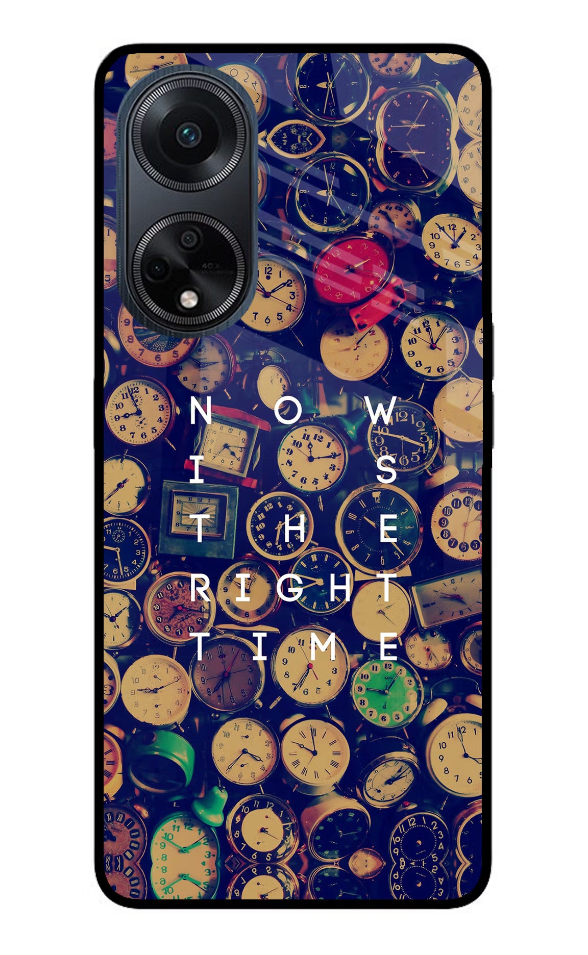 Now is the Right Time Quote Oppo F23 Glass Case Back Cover by Casekaro