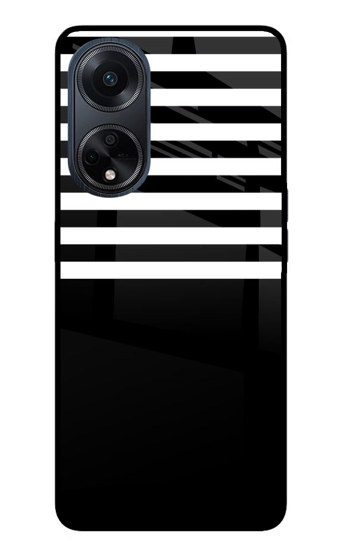 Black and White Print Oppo F23 Glass Case Back Cover by Casekaro