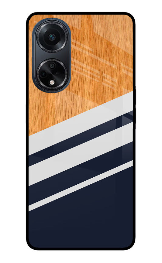 Blue and white wooden Oppo F23 Glass Case