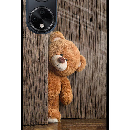 Teddy Wooden Oppo F23 Glass Case Back Cover by Casekaro