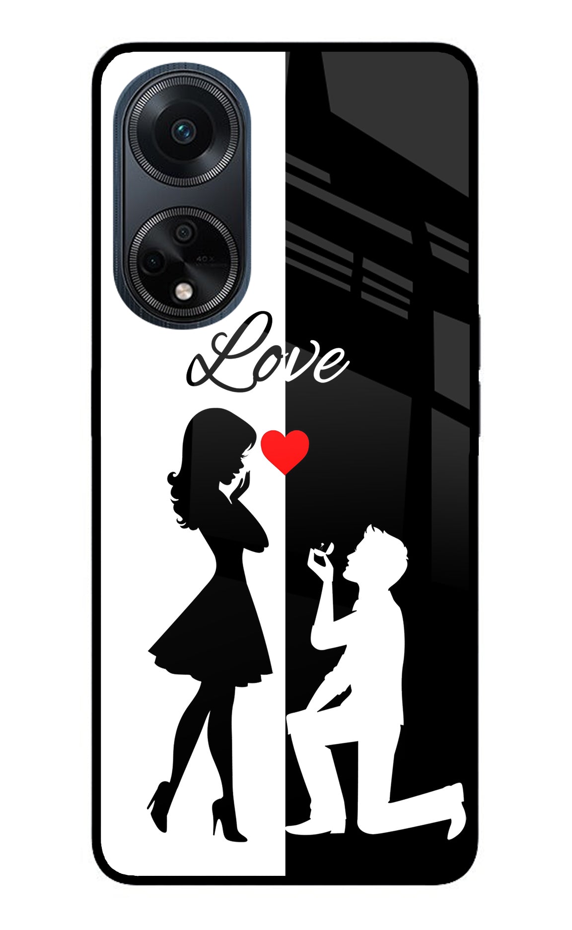 Love Propose Black And White Oppo F23 Glass Case