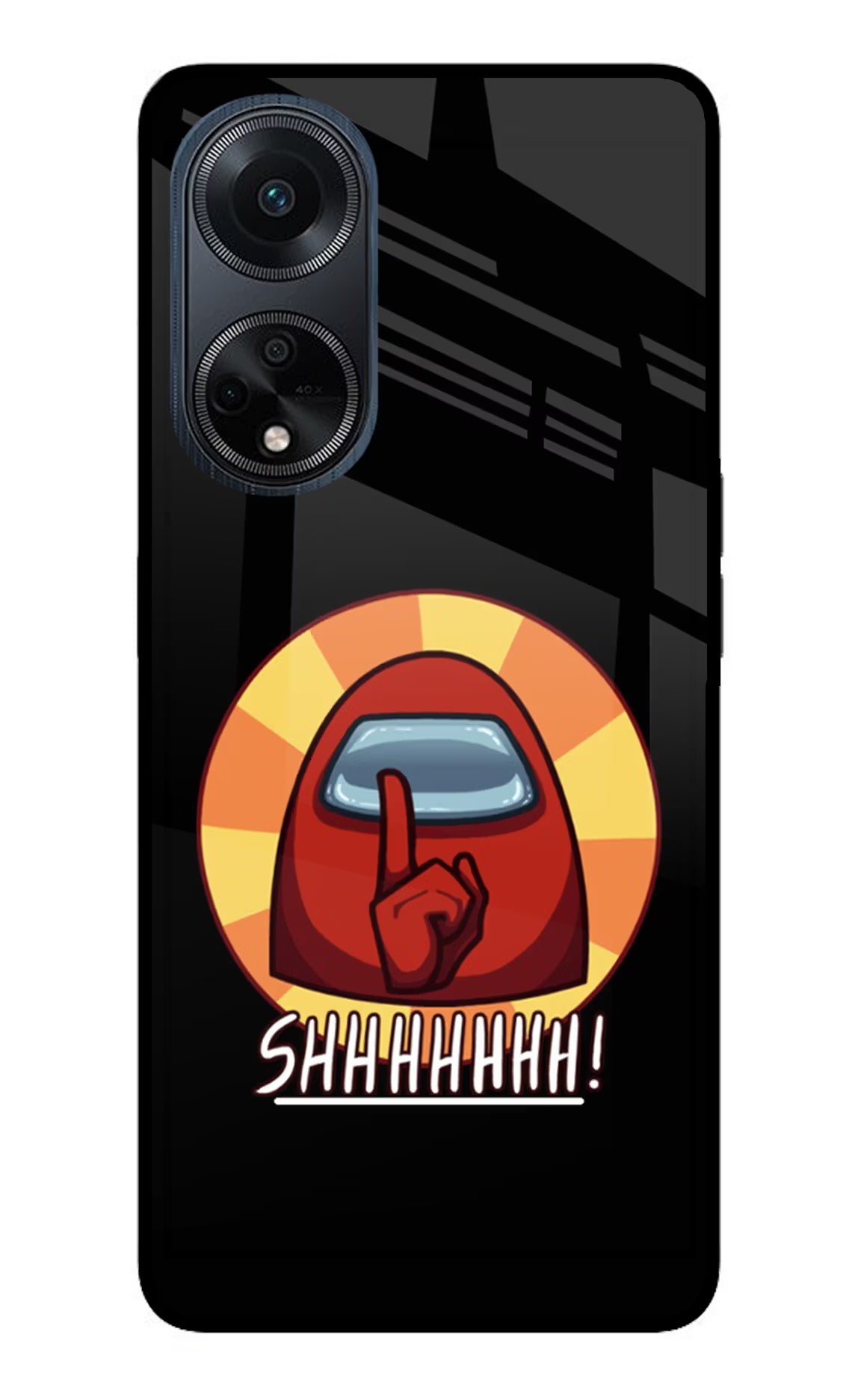 Among Us Shhh! Oppo F23 Glass Case Back Cover by Casekaro