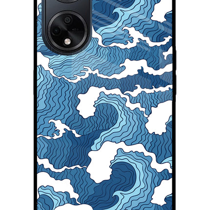 Blue Waves Oppo F23 Glass Case Back Cover by Casekaro