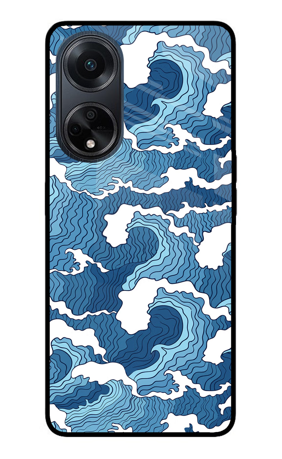 Blue Waves Oppo F23 Back Cover, Glass case