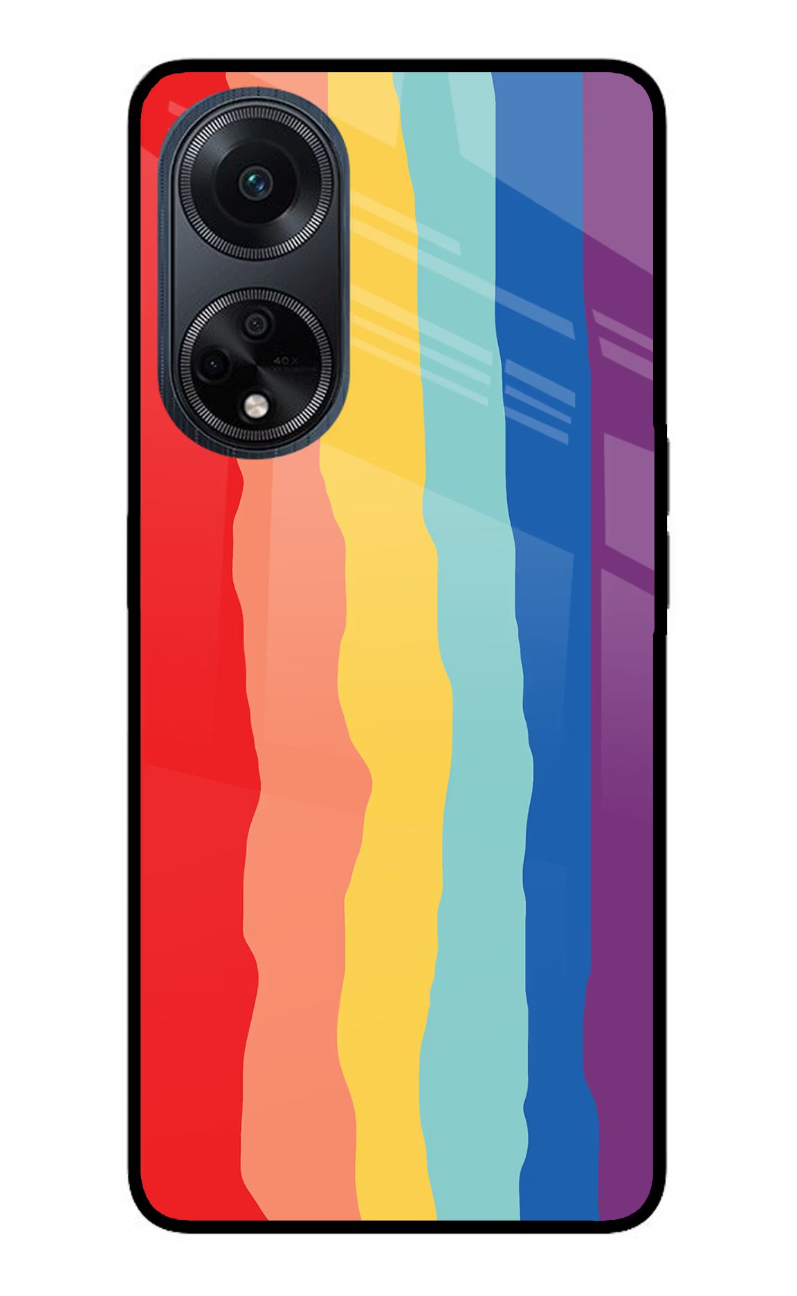 Rainbow Oppo F23 Glass Case Back Cover by Casekaro