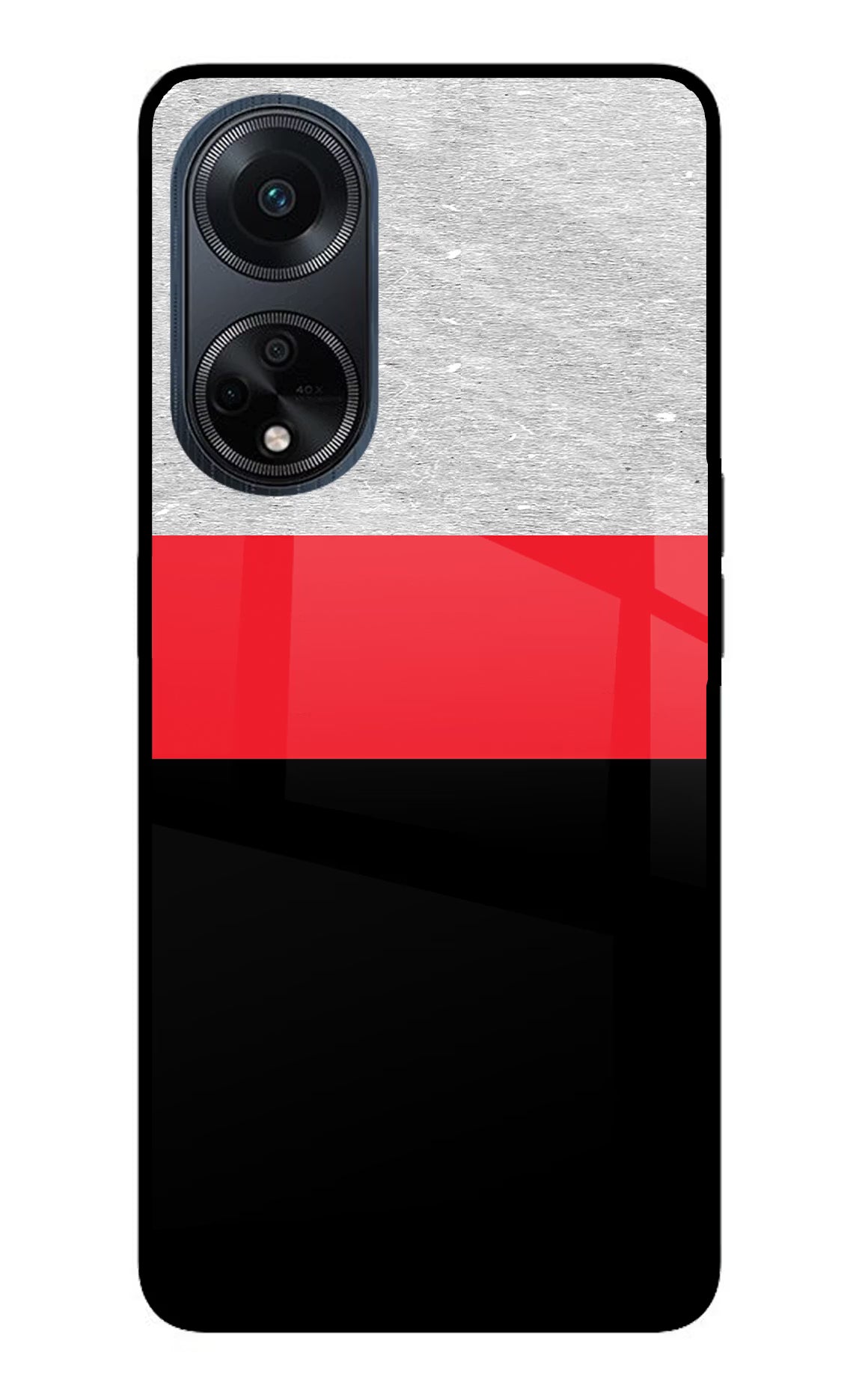 Tri Color Pattern Oppo F23 Glass Case Back Cover by Casekaro