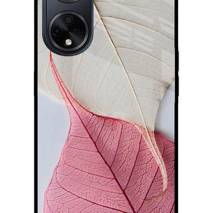 White Pink Leaf Oppo F23 Glass Case