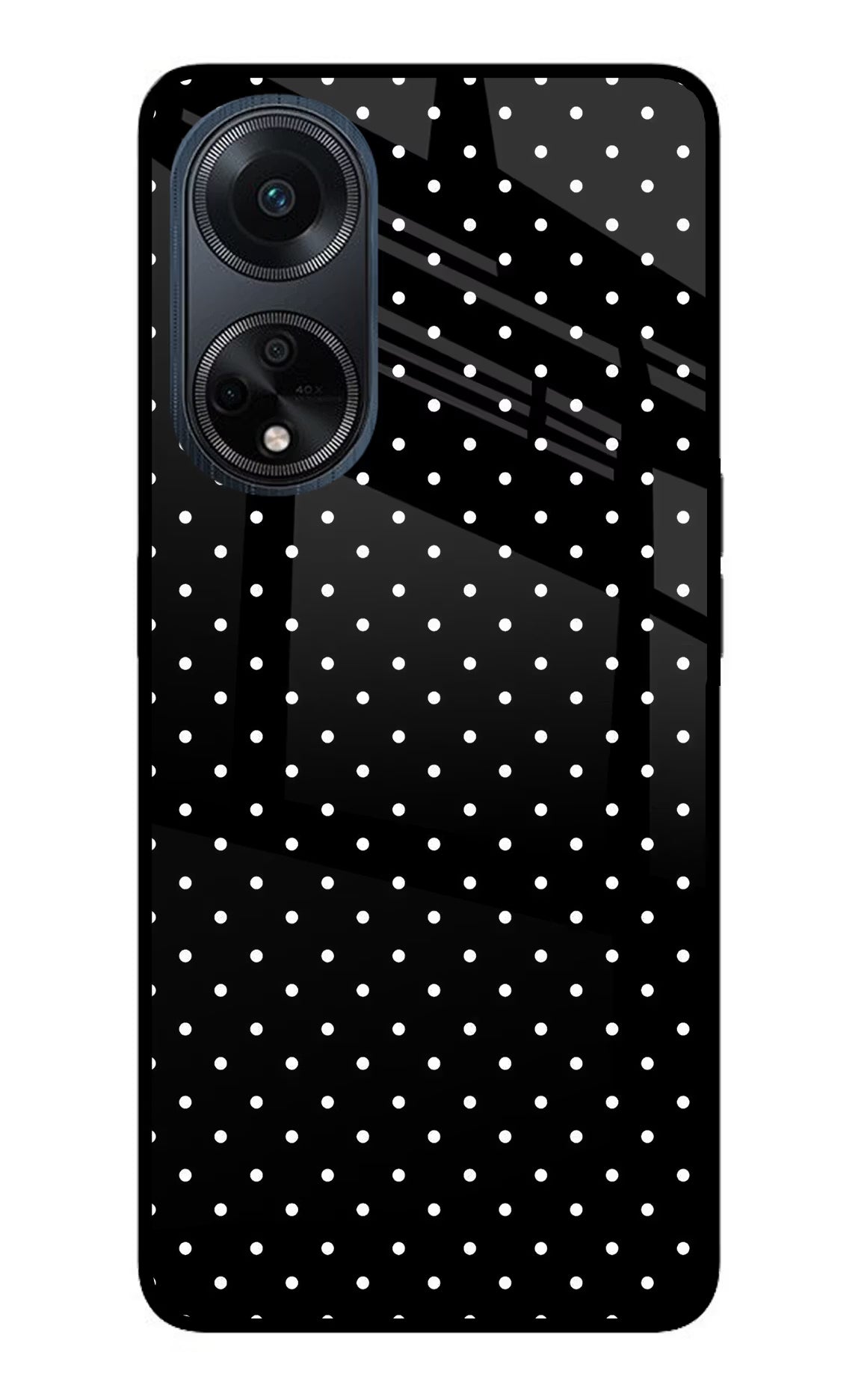 White Dots Oppo F23 Glass Case Back Cover by Casekaro