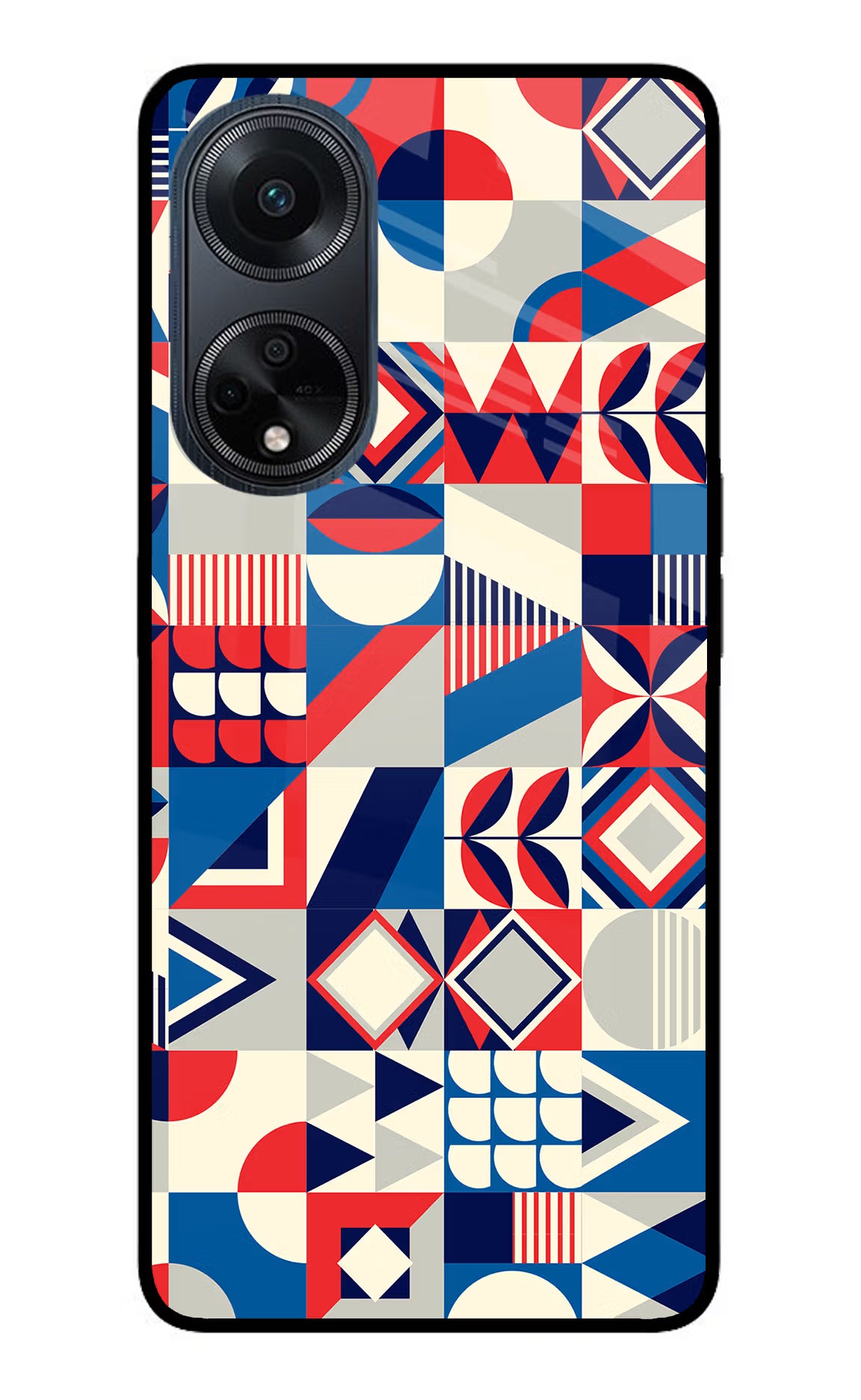 Colorful Pattern Oppo F23 Glass Case Back Cover by Casekaro