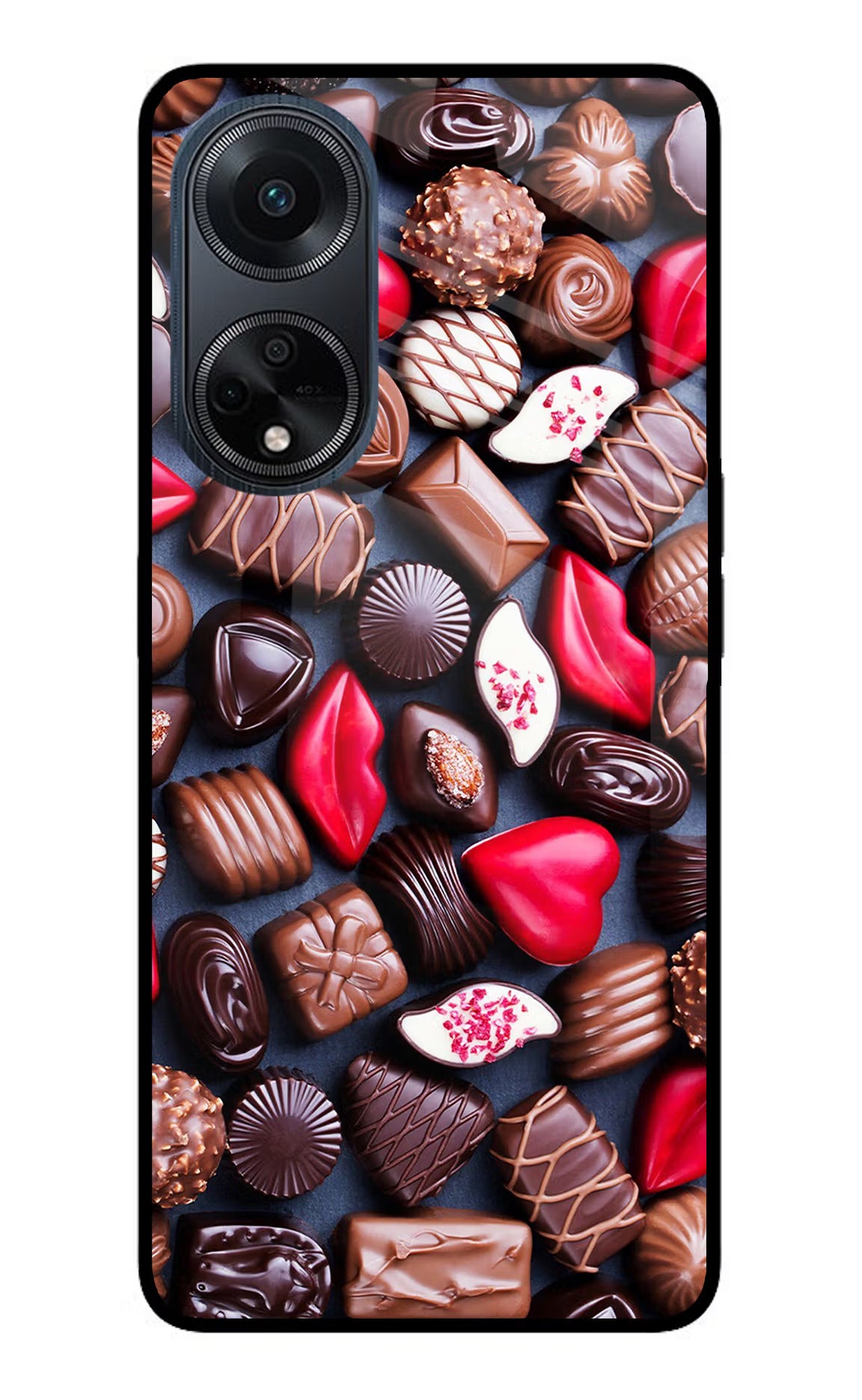 Chocolates Oppo F23 Glass Case Back Cover by Casekaro