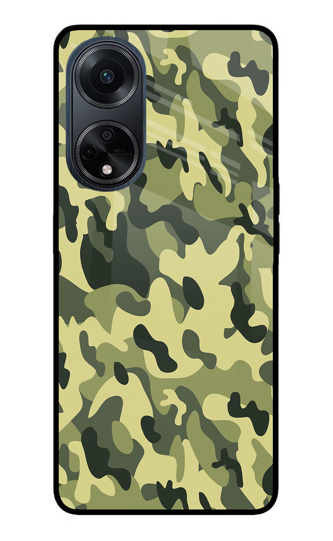 Camouflage Oppo F23 Glass Case Back Cover by Casekaro