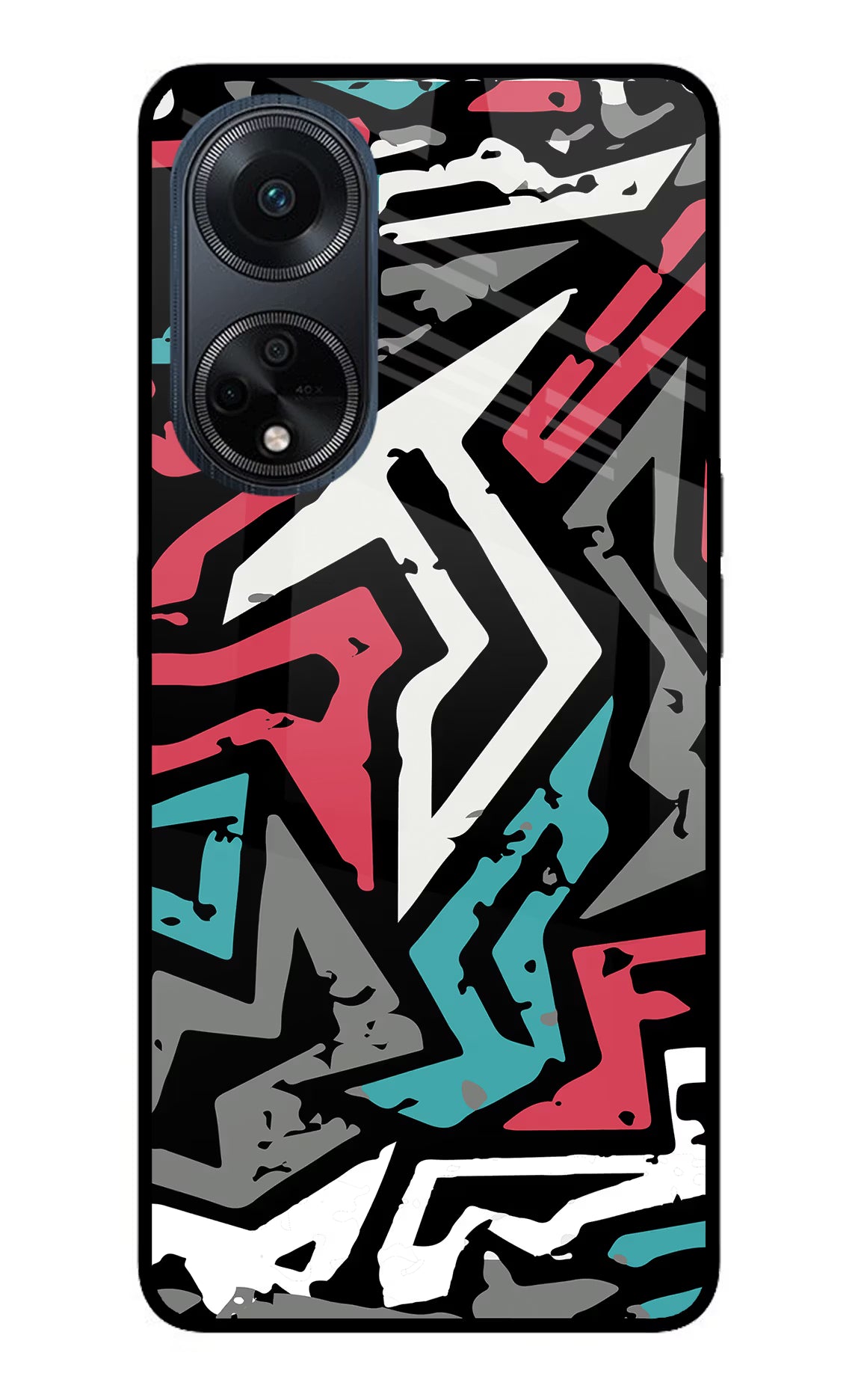 Geometric Graffiti Oppo F23 Glass Case Back Cover by Casekaro