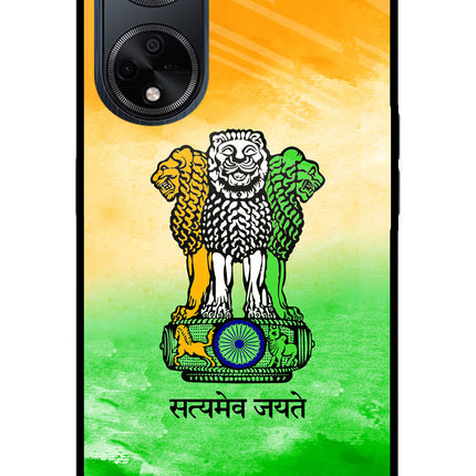 Satyamev Jayate Flag Oppo F23 Glass Case Back Cover by Casekaro