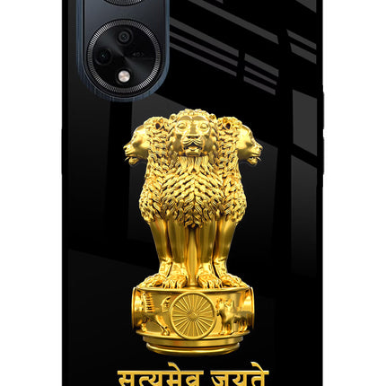 Satyamev Jayate Golden Oppo F23 Glass Case Back Cover by Casekaro