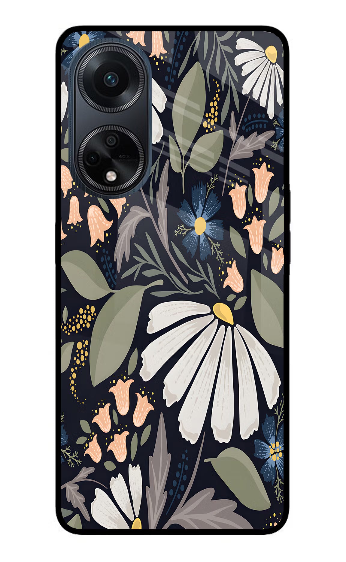 Flowers Art Oppo F23 Glass Case Back Cover by Casekaro
