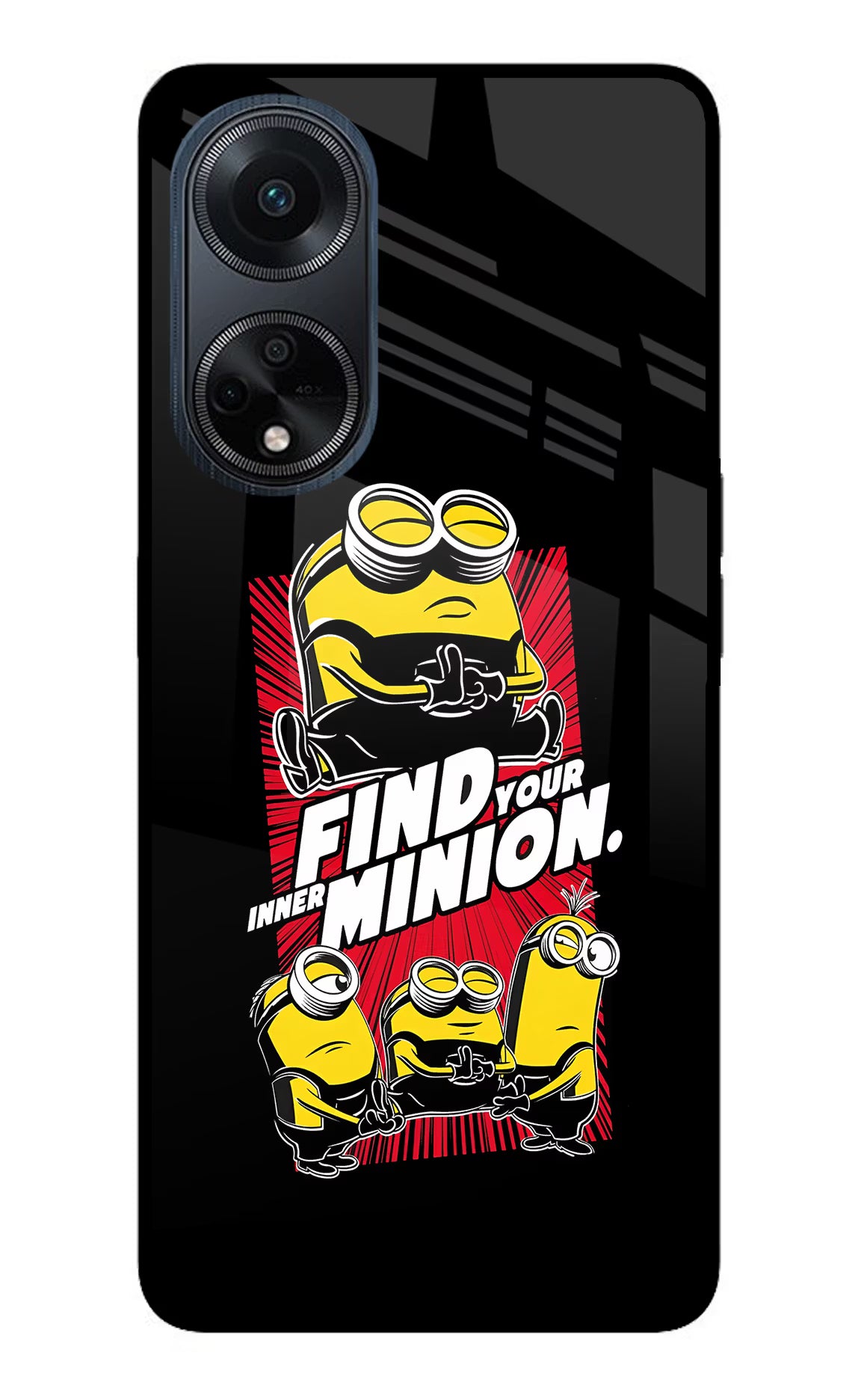 Find your inner Minion Oppo F23 Glass Case Back Cover by Casekaro