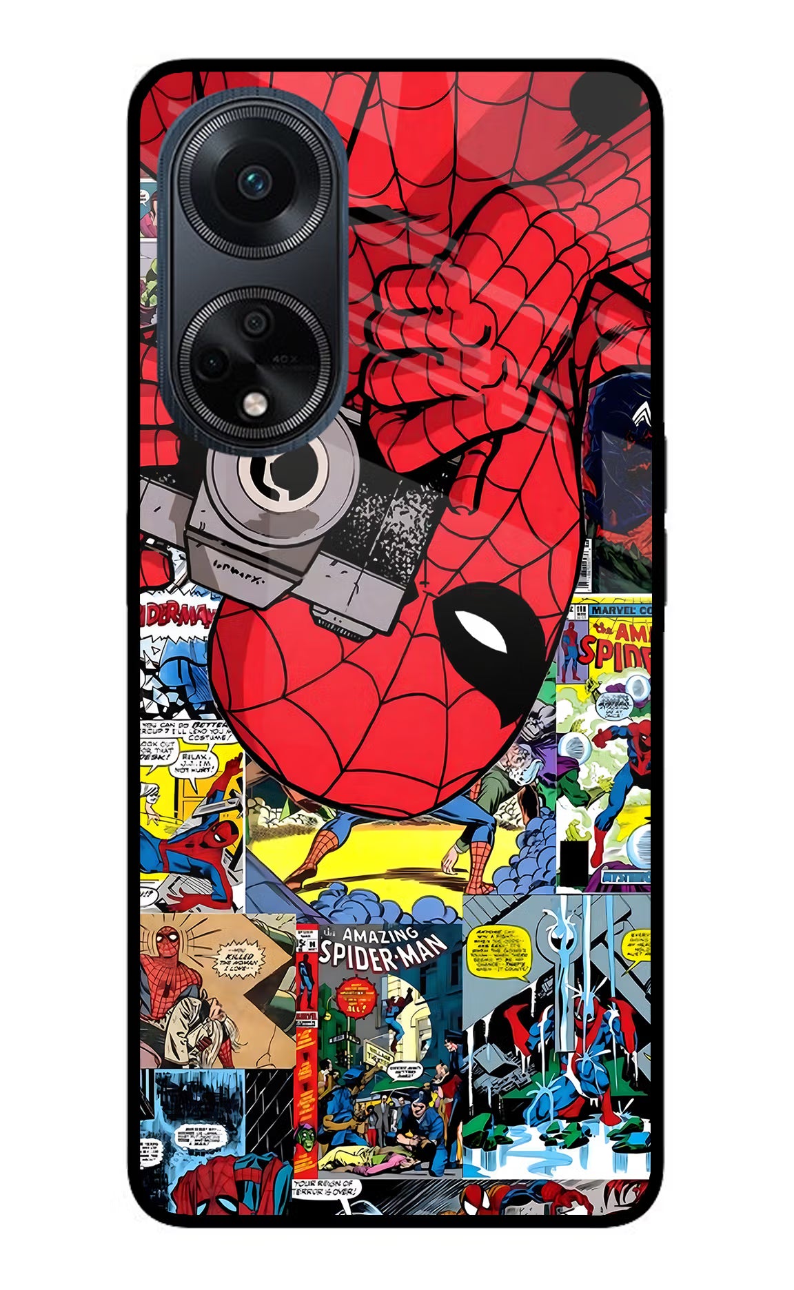 Spider Man Oppo F23 Glass Case Back Cover by Casekaro