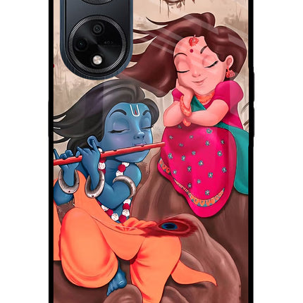 Radhe Krishna Oppo F23 Glass Case Back Cover by Casekaro