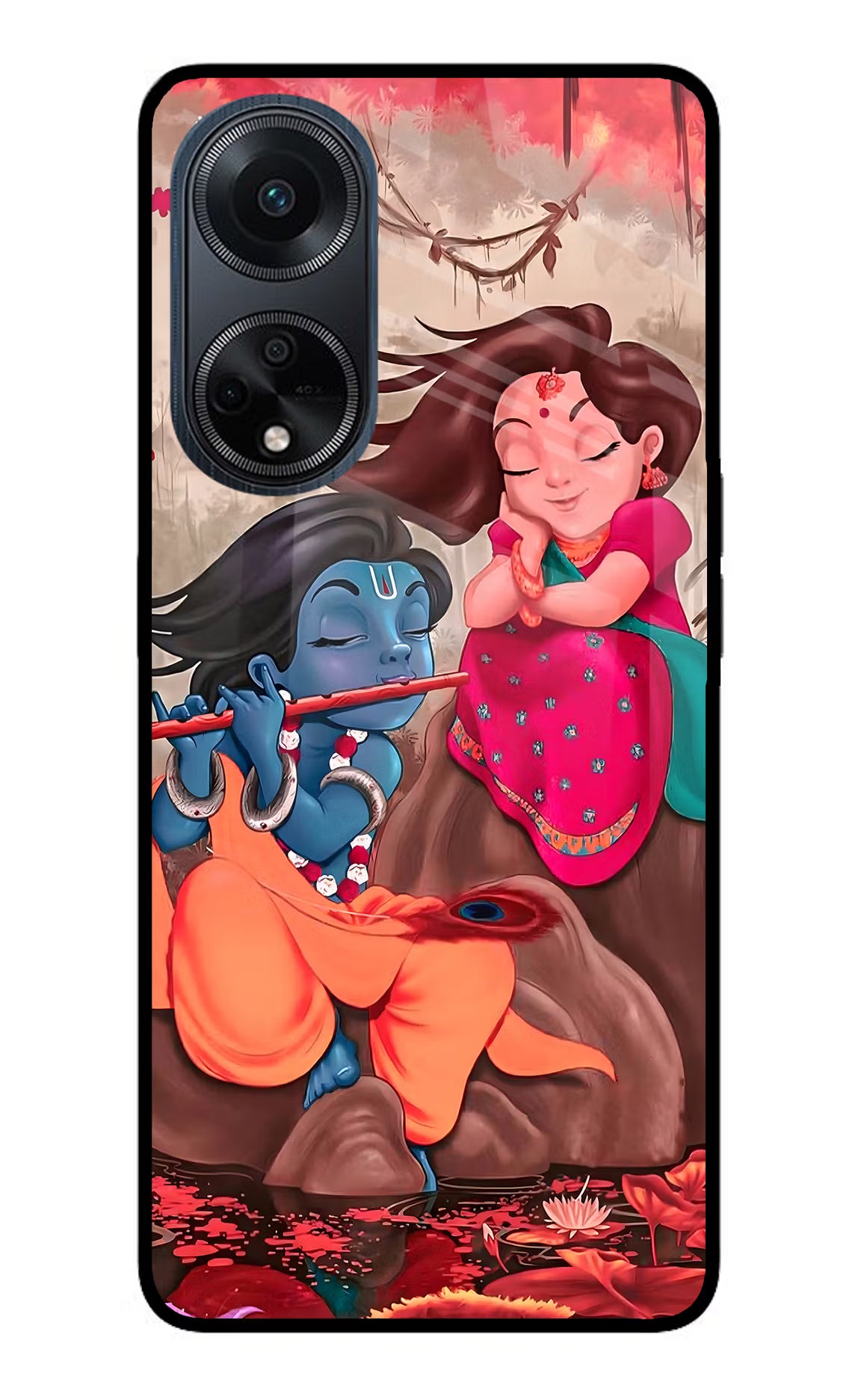 Radhe Krishna Oppo F23 Glass Case Back Cover by Casekaro
