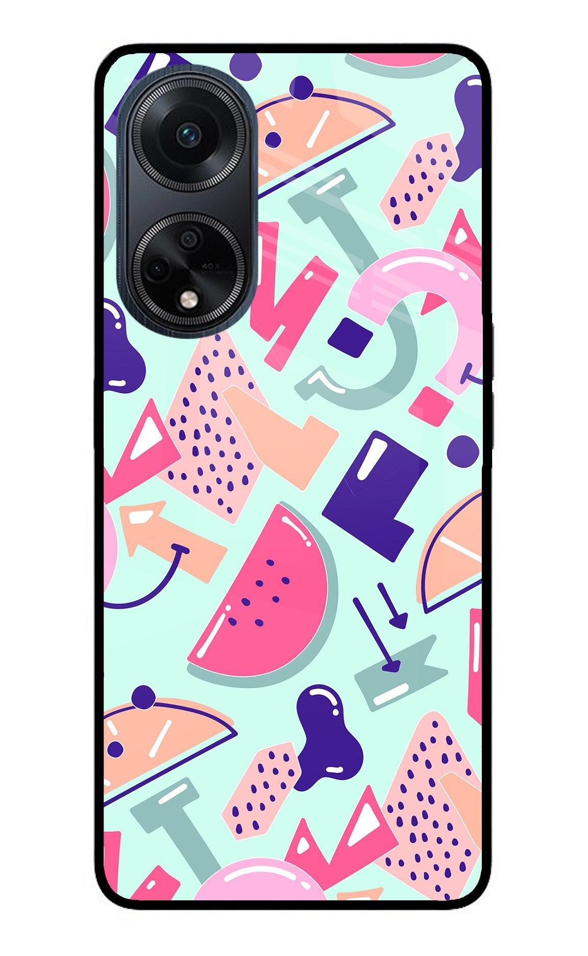 Doodle Pattern Oppo F23 Glass Case